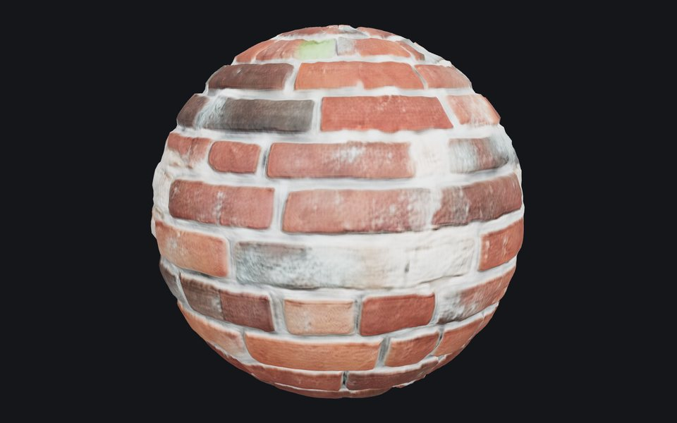 A generated brick material on a lit sphere