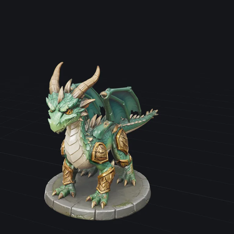 Dragon 3D model generated by Hunyuan3D 3.1 Pro from one picture
