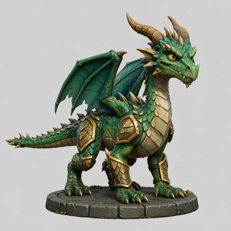 The picture that went in: a green dragon in gold armour