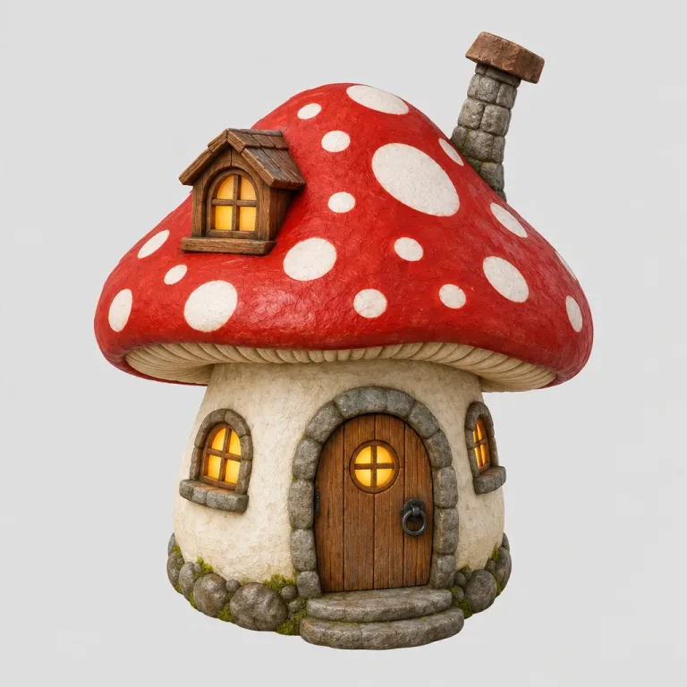 Mushroom house painted by GPT Image 2.5 from a text description, for text to 3D