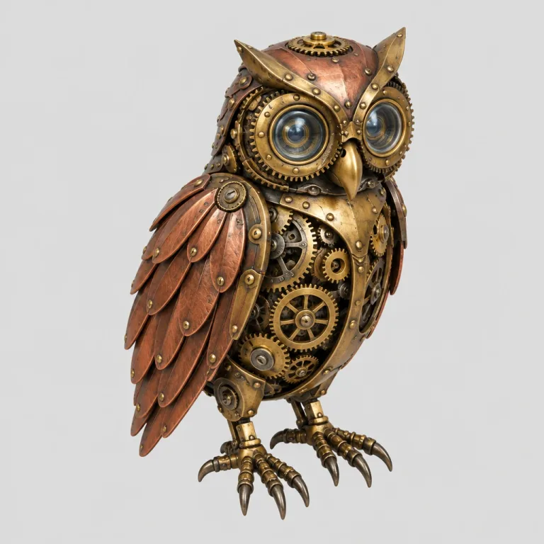 Robot owl painted by GPT Image 2.5 from a text description, for text to 3D