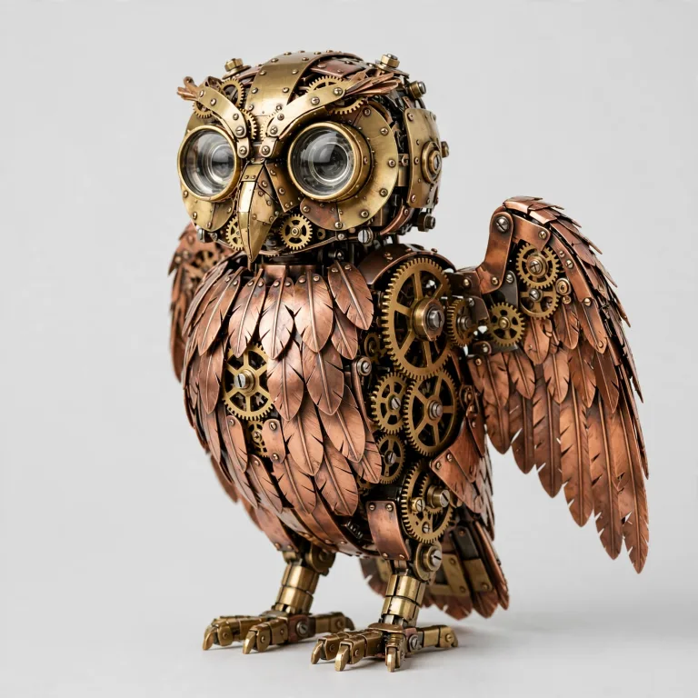 Robot owl painted by Muse Image from a text description, for text to 3D