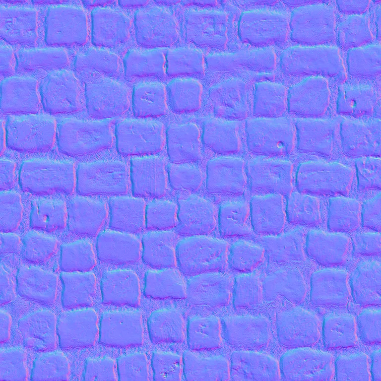 Normal map of the cobblestone photo, made by Image to normal map